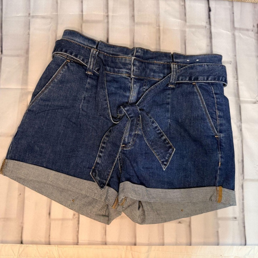 Express Super High Rise Belted Denim Shorts